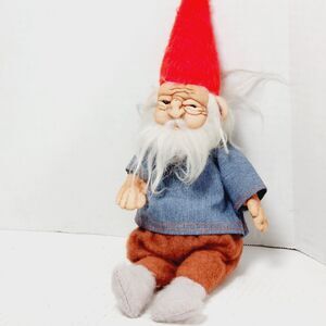 Homemade Pantyhose Felt Gnome Vintage Eclectic Cottagecore Whimsy Folk Art Plush